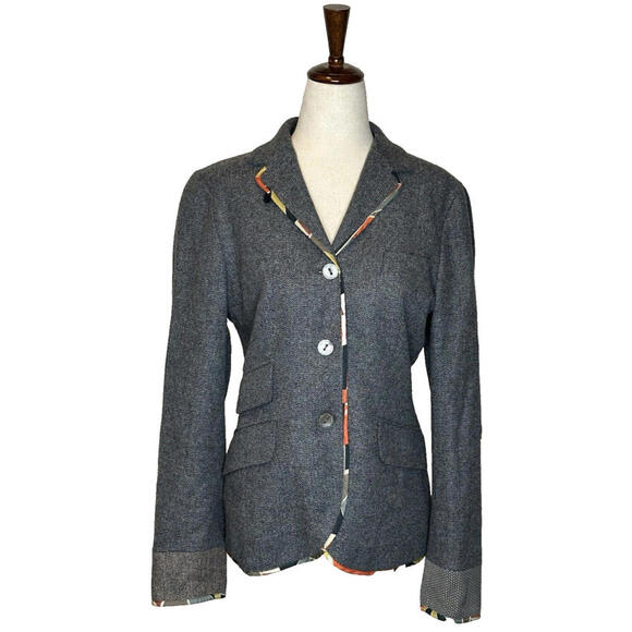 Piazza Sempione Jackets & Blazers - Piazza Sempione Gray Wool Herringbone Blazer Jacket Womens IT 42/US 6 Lined